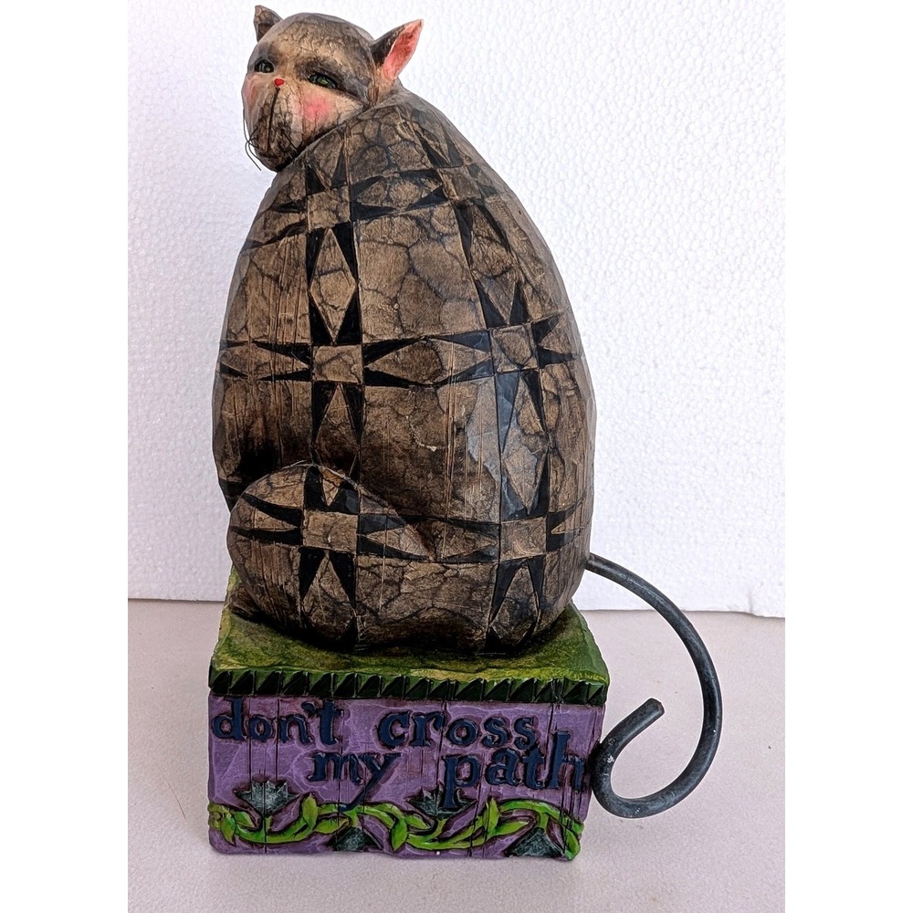 Jim Shore Cat Figurine 6in Dont Cross My Path Folk Art Vintage 2004